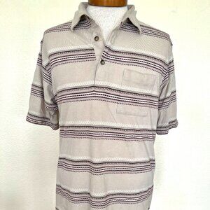 Classics by Palmland - Polo - Striped - Tan & Brown - Size Large